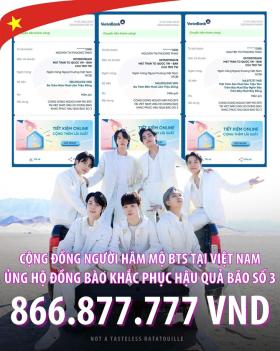 Cộng đồng người hâm mộ BTS tại Việt Nam ủng hộ đồng bào bị bão lũ hơn 800 triệu đồng