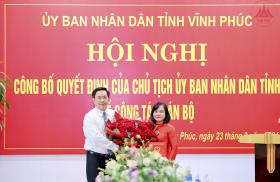 Chủ tịch UBND tỉnh Vĩnh Phúc bổ nhiệm nữ Giám đốc Sở Tài chính